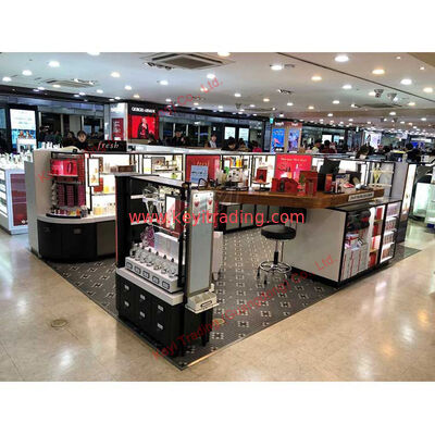 Retail op maat gemaakt luxe zwarte make-up winkel displays acryl cosmetische display stand en kast