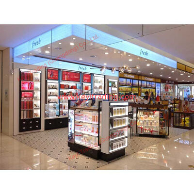 Retail op maat gemaakt luxe zwarte make-up winkel displays acryl cosmetische display stand en kast