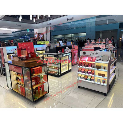 Retail op maat gemaakt luxe zwarte make-up winkel displays acryl cosmetische display stand en kast