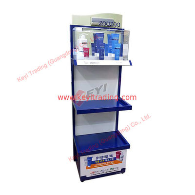 Customized Cosmetic Shop Floor Standing Metal Display Stand Skincare Products Display Beauty Salon Display Rack