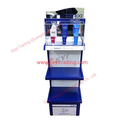 Customized Cosmetic Shop Floor Standing Metal Display Stand Skincare Products Display Beauty Salon Display Rack