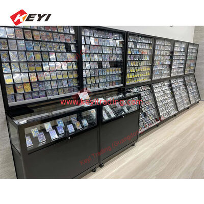 KEYI TCG Display Fixtures Showcase Game Cards Sport Cards Case Metal Frame Aluminum Acrylic Display Stand