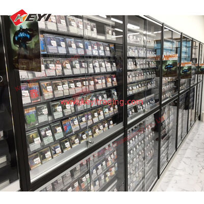 Aangepaste PSA-kaarten vitrine Acrylrails verwijderbaar met afsluitbare deur Honkbalkaarten TCG Verschillende kaartenweergave
