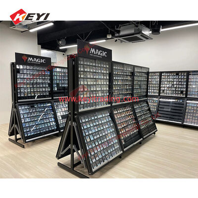Op maat gemaakte transparante TCG kaarten Frames Clear Card Stands Metal Floor Standing Trading Card Display Case Voor Pokémon