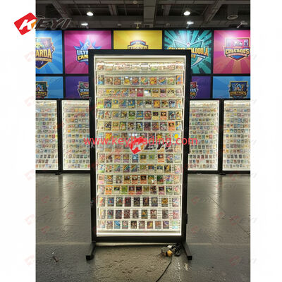 KEYI High Quality Single Side Metal Frame Bracket Height Adjustable Acrylic Card Rails Display Cases for Collectibles
