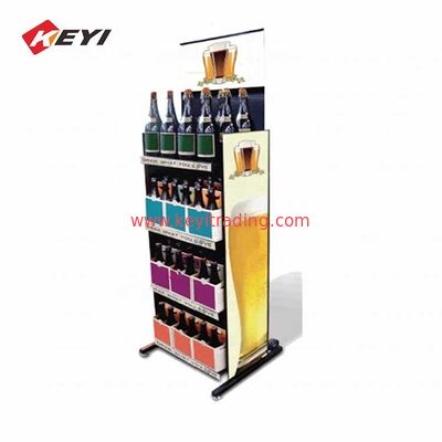 Hot Custom Floor Standing 4 Tier Metal Shelf Bier Display Stand Rack