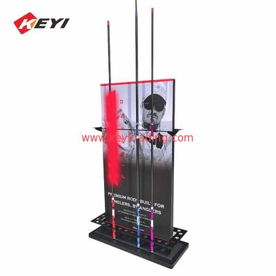 Custom Graphics And Black Metal 24 Fishing Rod Display Stand For Sale