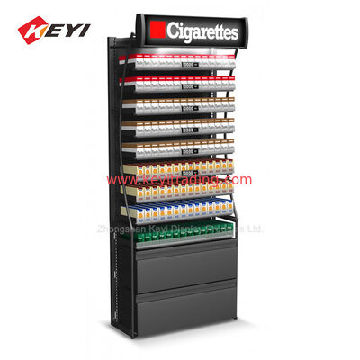Smoke Shop Floor Standing Tobacco Display Rack Metal Cigarette Display Stand With Led Light