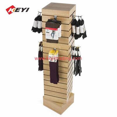 Double Sided Floor Wood Slatwall Stand Hanging Socks Display Rack