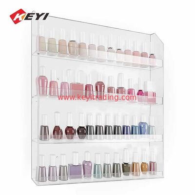 Wall Mounted 4 Tier Clear Acrylic Nail Polish Display Rack