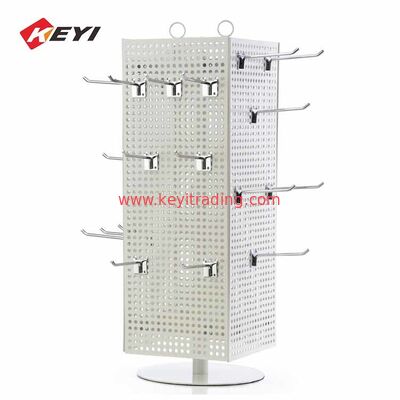 Counter Top Roterende Metalen Pegboard Sleutelhanger Display Stand Met Haak