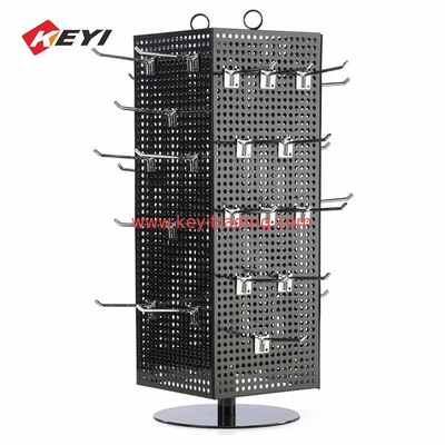 Counter Top Roterende Metalen Pegboard Sleutelhanger Display Stand Met Haak