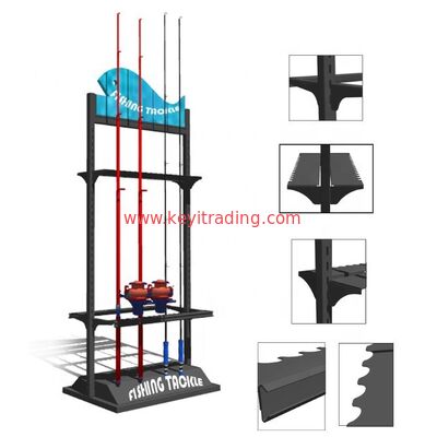 OEM Custom Double Sided adjustable metal fishing rod display rack