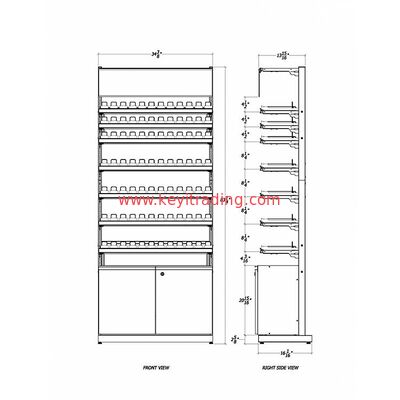 Supermarket Metal Shelves Smoke Shop Tobacco Cigarette Display Stand With Storage Cabinet