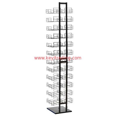 Floor Standing Metal Tower Hat Display stand with 12 wire cap Shelves