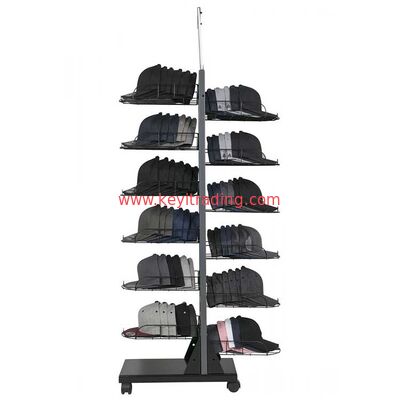 Factory Custom Double Sided Floor Baseball Cap Rack Hat Display Stand