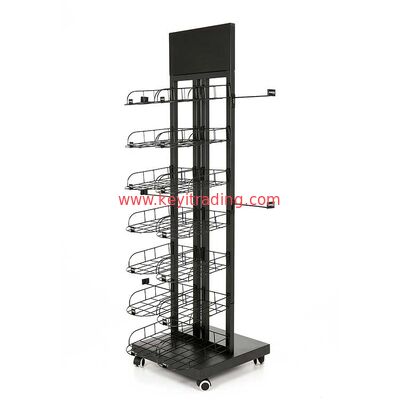 High Quality 2 Way Black Floor Metal Display Rack For Baseball Hat