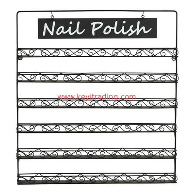 Muurmontage 6-Tier Zwarte Metalen Draad Nagellak Display Rack - Made in China