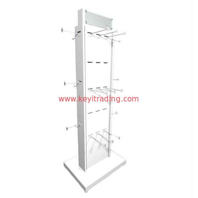 Customized Floor Standing Wooden 4 Way Hanging Sock Display Rack With Hooks