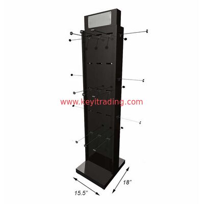 Customized Floor Standing Wooden 4 Way Hanging Sock Display Rack With Hooks