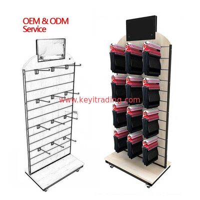 Custom Design Retail Store Houten Sok Display Stand Vloer Slatwall Display