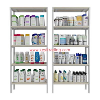 Vloermake-upstandaard Detailhandel Cosmetica-displayrek - 4 houten planken