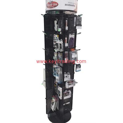 Floor Metal Pegboard Stand Rotating Cell Phone Accessory Display