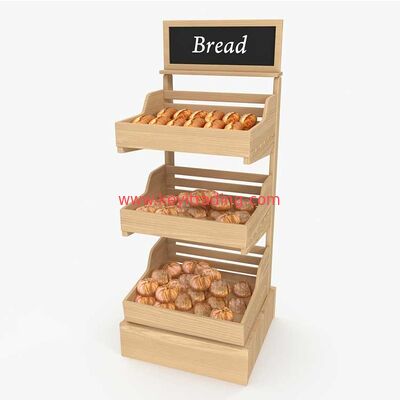 Bakery Freestanding Metal And Wood Bread Rack Bread Display Shelves