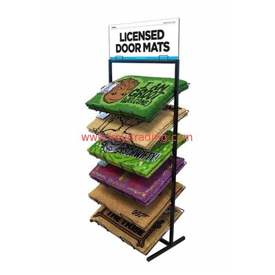 Retail Store 6 Tier Wire Shelf Floor Metal Display Rack For Door Mat