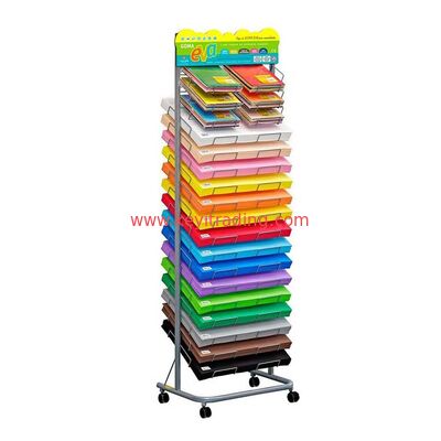 White Powder Coating Floor Standing Metal Placemat Display Rack