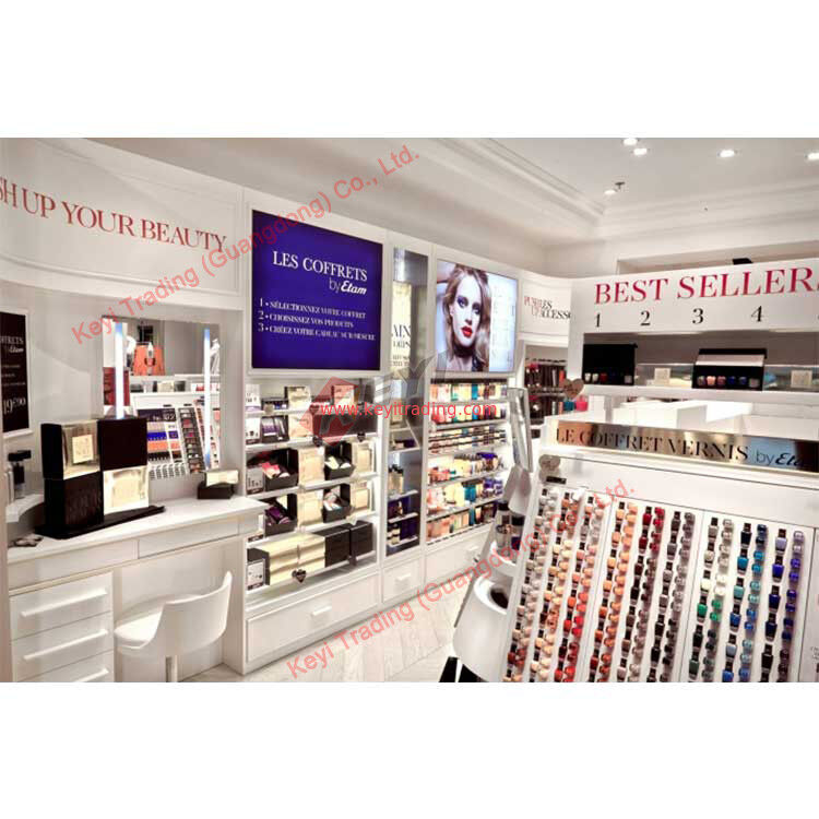 Luxe Custom Parfum Showcase Schappen Boetiek Cosmetische Display Wandkas met LED-verlichting