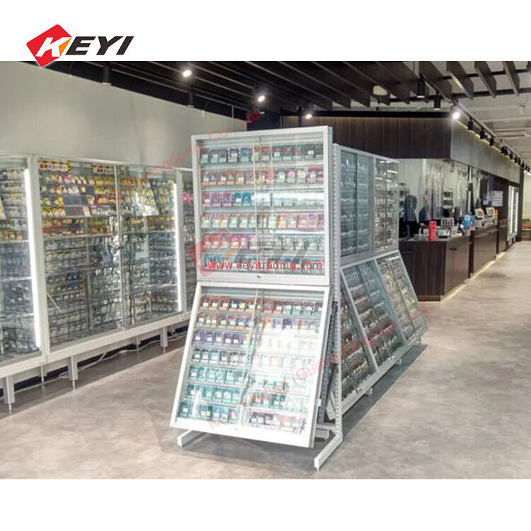 Gegradeerde sportrailkaartvitrine Honkbalkaartdisplaystandaard Detailhandel Groothandel Trading Card metalen en acryl displayrek