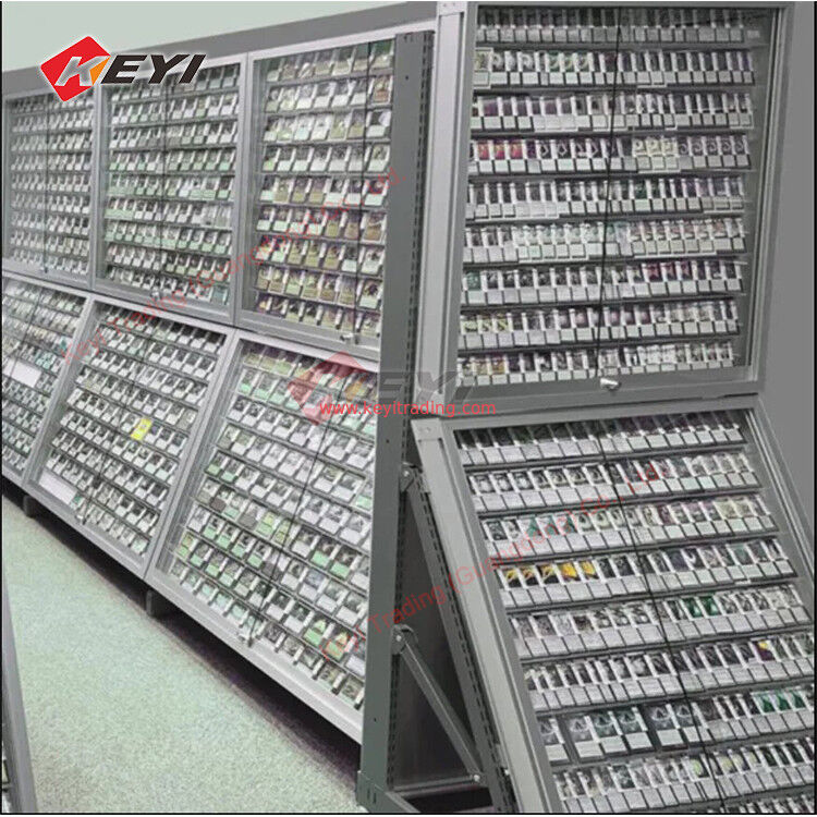 Op maat gemaakte transparante TCG kaarten Frames Clear Card Stands Metal Floor Standing Trading Card Display Case Voor Pokémon