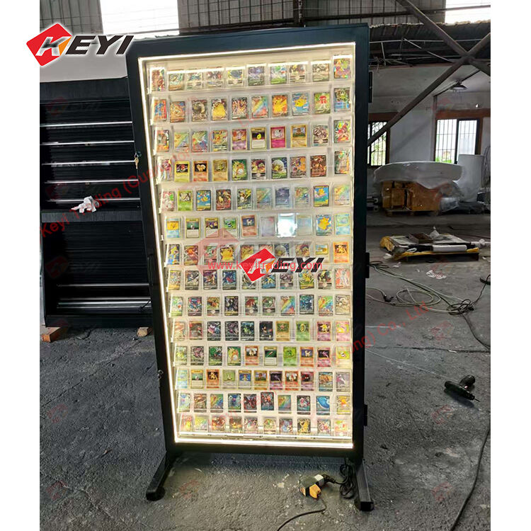 Aangepaste metalen frame PSA TCG-kaarten Displayontwerp Collectible Acryl Game Cards Case Sports Trading Card Showcase met led-verlichting