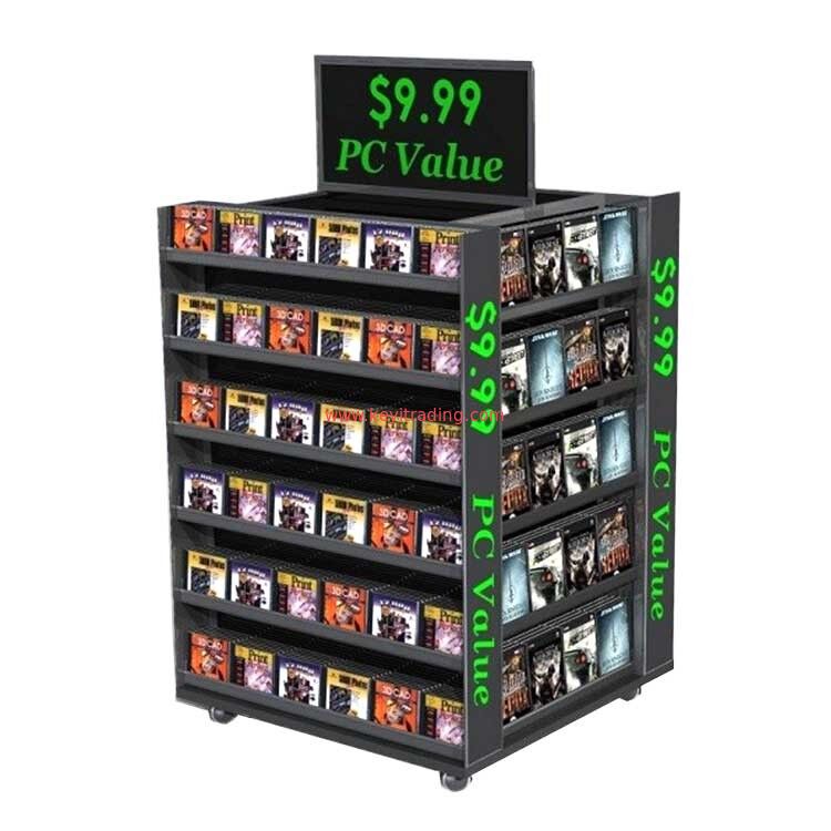 Large Retail Pos Stand free standing 4 Way Cd Dvd Vinyl Record Display Rack